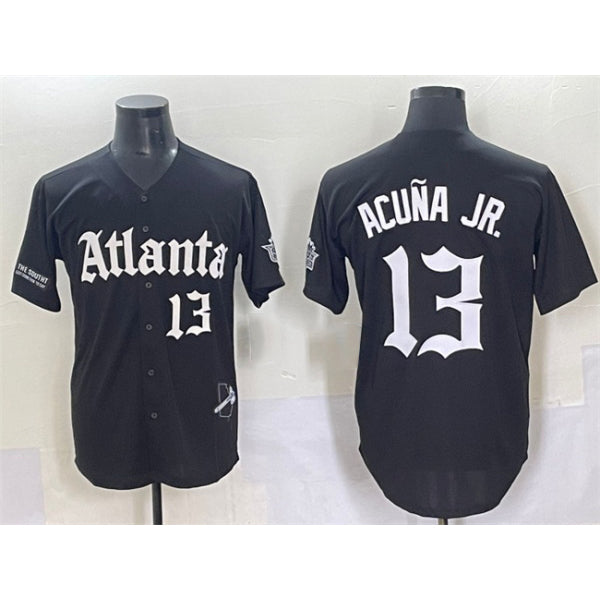 Atlanta Braves #13 MWATKINSld Acuna Jr. Black MWATKINS Gothic South x Outkast Edition Vapor Limited Stitched Jersey