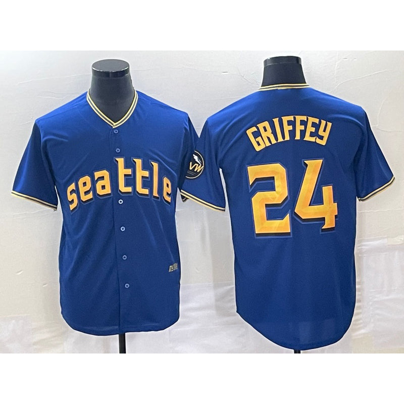 Seattle Mariners #24 Ken Griffey Blue MWATKINS 2023 City Connect Cool Base Stitched Jersey