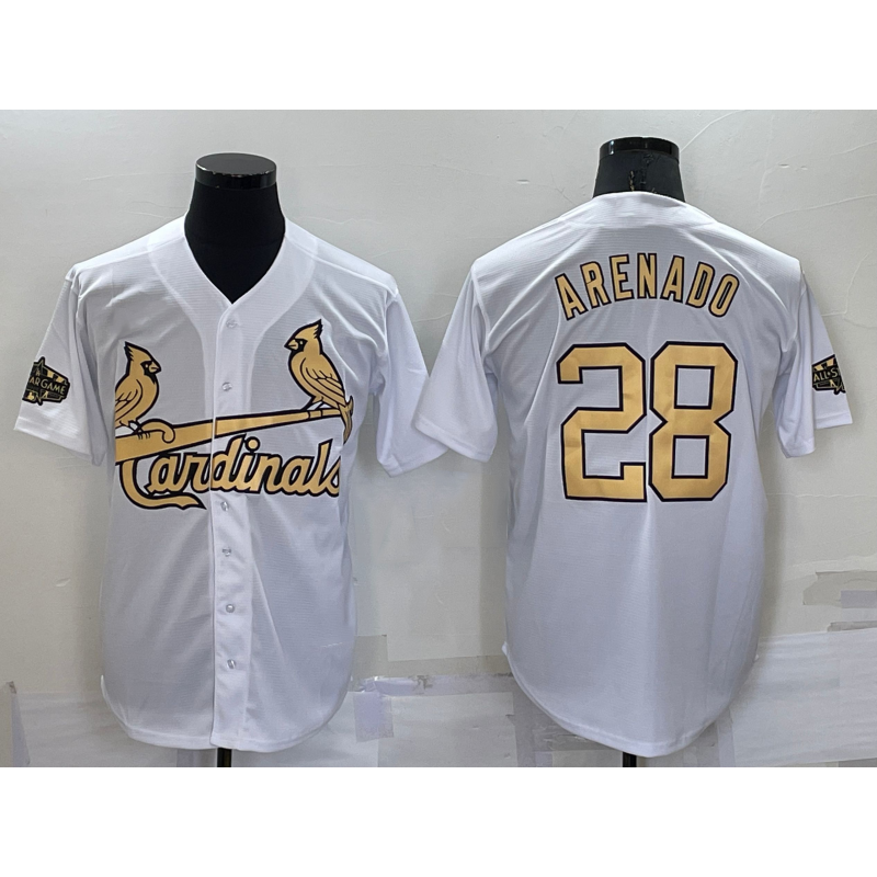 St. Louis Cardinals #28 Nolan Arenado White MWATKINS 2022 All Star Stitched Cool Base Jersey