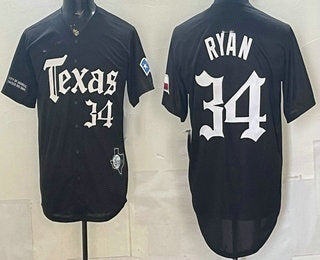 Texas Rangers #34 Nolan Ryan Black MWATKINS Gothic Mexico 2025 Vapor Premier Limited Jersey