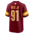 W.Commanders #91 Deatrich Wise Jr. Burgundy MWATKINS Team Game Jersey