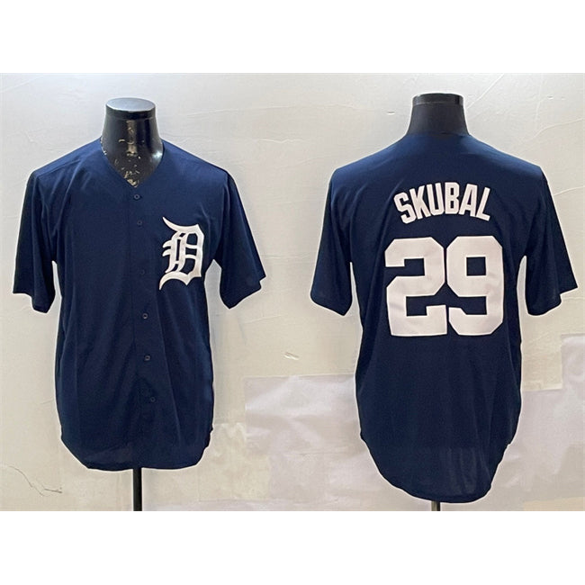 Detroit Tigers #29 Tarik Skubal Navy MWATKINS Cool Base Stitched Jersey