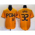Pittsburgh Pirates #32 Henry Davis Number Yellow MWATKINS 2023 City Connect Stitched Jersey
