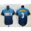 Philadelphia Phillies #3 Bryce Harper Blue MWATKINS 2024 City Connect Limited Stitched Jersey