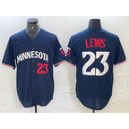 Minnesota Twins #23 Royce Lewis Number 2023 Navy Blue MWATKINS Cool Base Stitched Jersey 2