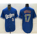 Los Angeles Dodgers #17 Shohei Ohtani Blue Green MWATKINS Stitched Cool Base Jersey 2
