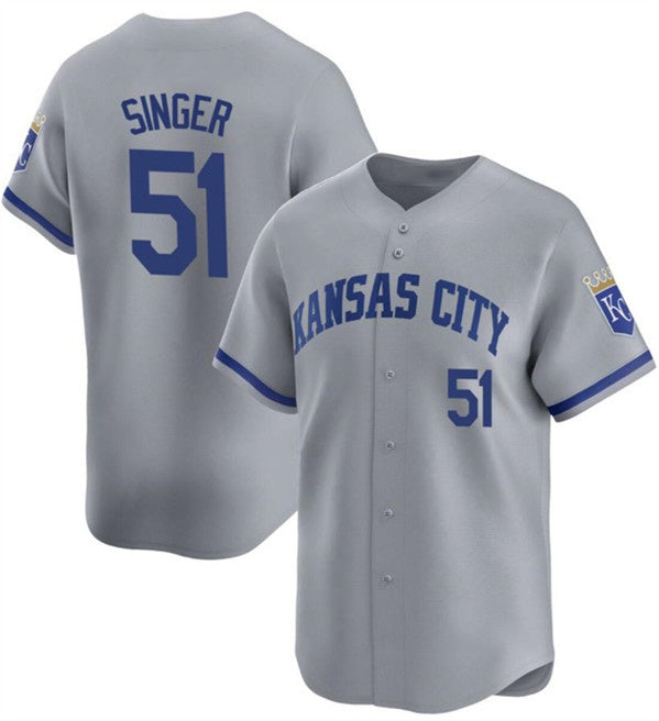 Kansas City Royals #51 Brady Singer Gray MWATKINS Away Stitched Jersey