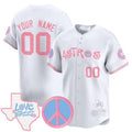 Custom Houston Astros  Love Street & Peace Sign Patch Bubblegum Pink Vapor Premier Limited Jersey ¨C White MWATKINS