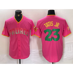 San Diego Padres #23 Fernando Tatis Jr. Pink MWATKINS Cool Base Stitched Jersey 2