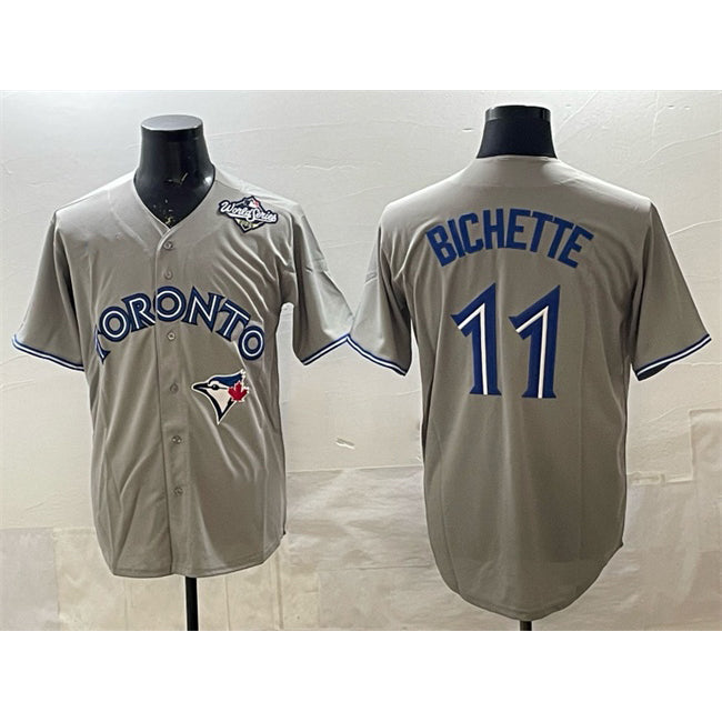 Toronto Blue Jays #11 Bo Bichette Gray MWATKINS 2025 World Series Home Cool Base Stitched Jersey