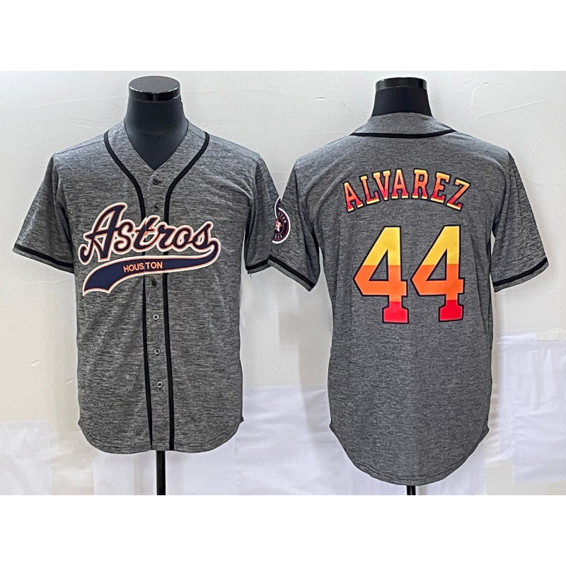 Houston Astros #44 Yordan Alvarez Grey MWATKINS Gridiron Cool Base Stitched Jersey