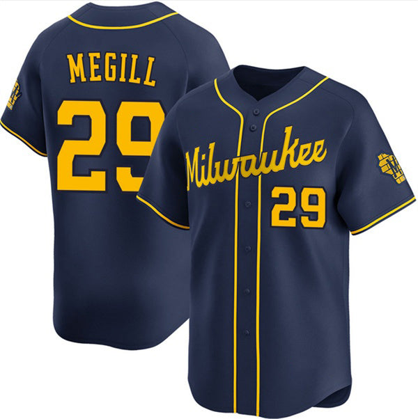 Milwaukee Brewers #29 Trevor Megill Navy MWATKINS Alternate Limited Stitched Jersey