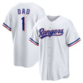 Texas Rangers #1 Dad Home White MWATKINS Replica Jersey