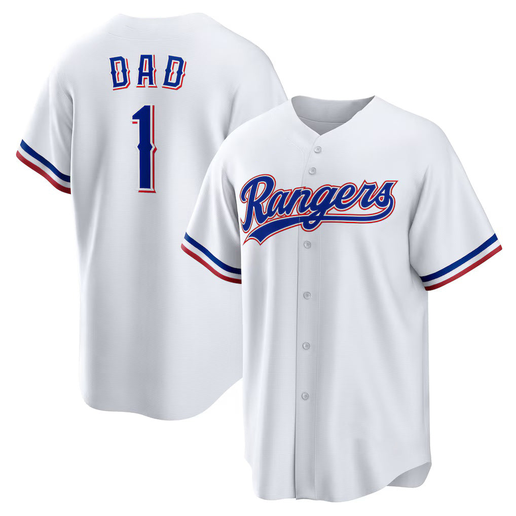 Texas Rangers #1 Dad Home White MWATKINS Replica Jersey