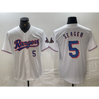 Texas Rangers #5 Corey Seager Number White MWATKINS 2024 Gold Collection Limited Cool Base Jersey