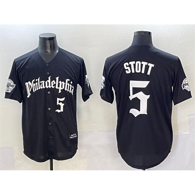 Philadelphia Phillies #5 Bryson Stott Black MWATKINS Gothic Vapor Limited Stitched Jersey