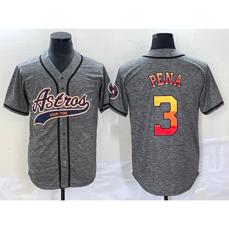 Houston Astros #3 Jeremy Pena Grey MWATKINS Gridiron Cool Base Stitched Jersey