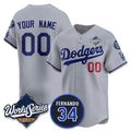 Custom Los Angeles Dodgers ACTIVE PLAYER Gray MWATKINS 2025 World Series With No. 34 Patch Limited Stitched Jersey