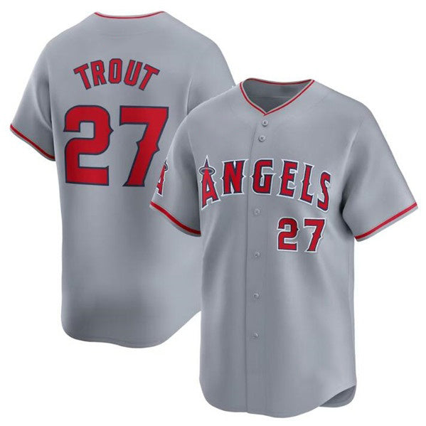 Los Angeles Angels #27 Mike Trout Gray MWATKINS Away Limited Stitched Jersey