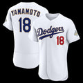 Los Angeles Dodgers #18 Yoshinobu Yamamoto White MWATKINS 2026 Gold Collection Authentic Jersey
