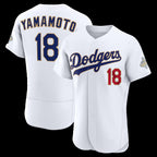 Los Angeles Dodgers #18 Yoshinobu Yamamoto White MWATKINS 2026 Gold Collection Authentic Jersey