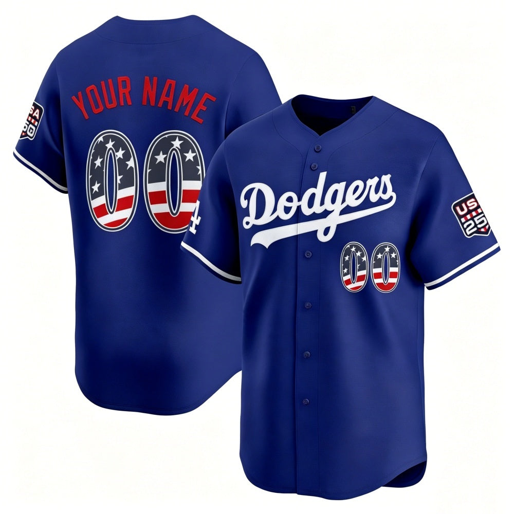Custom Los Angeles Dodgers Royal MWATKINS USA 250 Fourth of July Limited Stitched Jersey