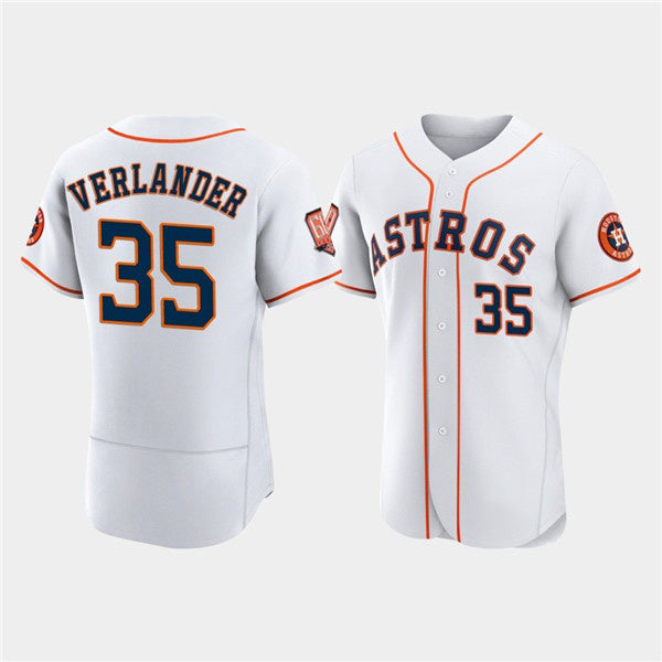 Houston Astros #35 Justin Verlander White MWATKINS 60th Anniversary Flex Base Stitched Jersey