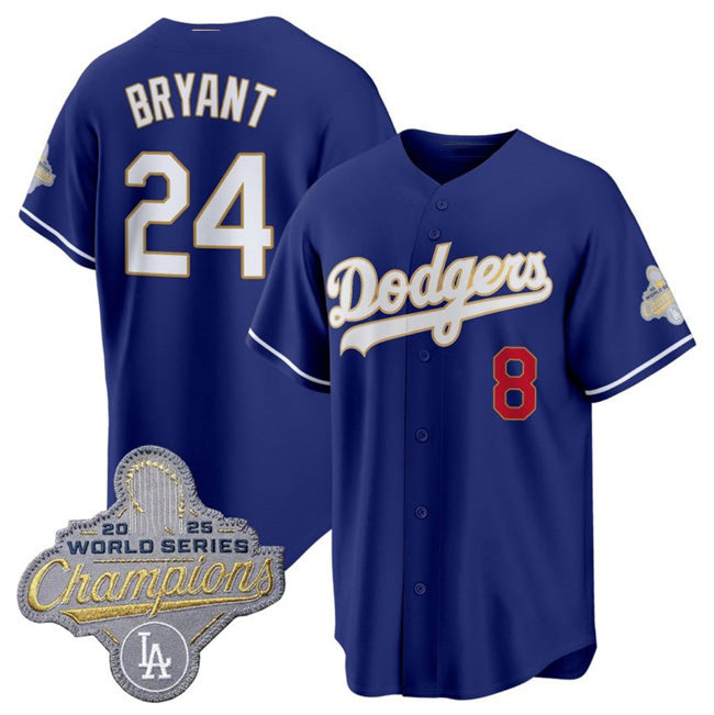 Los Angeles Dodgers #24 Kobe Bryant Royal MWATKINS 2026 Alternate Gold Collection Stadium Stitched Jersey