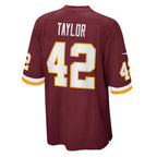 W.Football Team #42 Charley Taylor Burgundy MWATKINS Retired Player Jersey