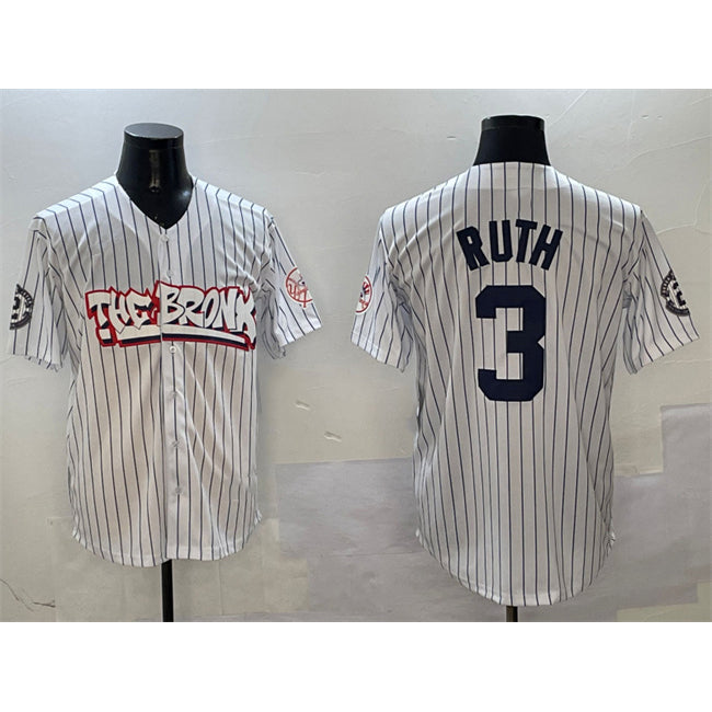 New York Yankees #3 Babe Ruth White MWATKINS Bronx Graffiti Vapor Limited Stitched Jersey