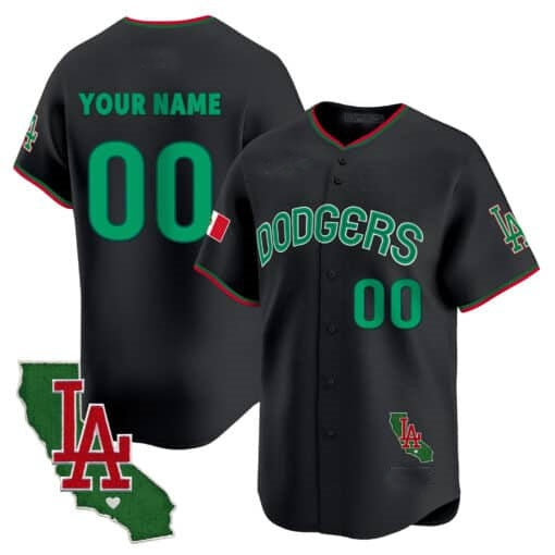 Custom Los Angeles Dodgers Mexico California Patch Vapor Premier Limited Jersey V3 ¨C Black MWATKINS