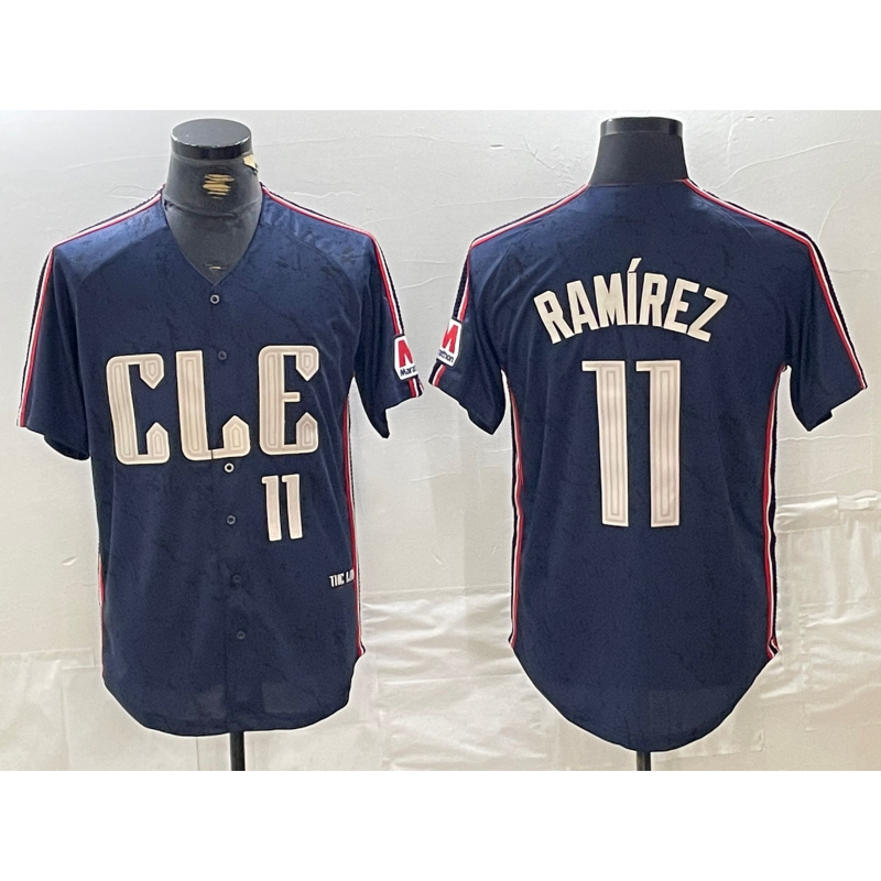 Cleveland Guardians #11 Jose Ramirez Number Navy MWATKINS 2024 City Connect Limited Stitched Jersey