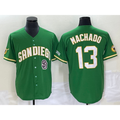 San Diego Padres #13 Manny Machado Green MWATKINS Cool Base Stitched Jersey
