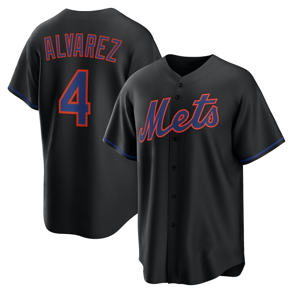 New York Mets #4 Francisco Alvarez Black MWATKINS Alternate Replica Jersey