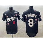 Los Angeles Dodgers #8 Enrique Hernandez Black MWATKINS 2025 World Series Patch Tokyo Series Limited Stitched Jersey