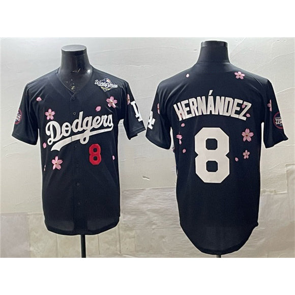 Los Angeles Dodgers #8 Enrique Hernandez Black MWATKINS 2025 World Series Patch Tokyo Series Limited Stitched Jersey
