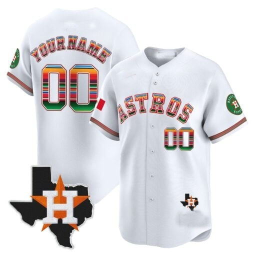 Custom Houston Astros Mexico Texas Patch Vapor Premier Limited Jersey ¨C White MWATKINS