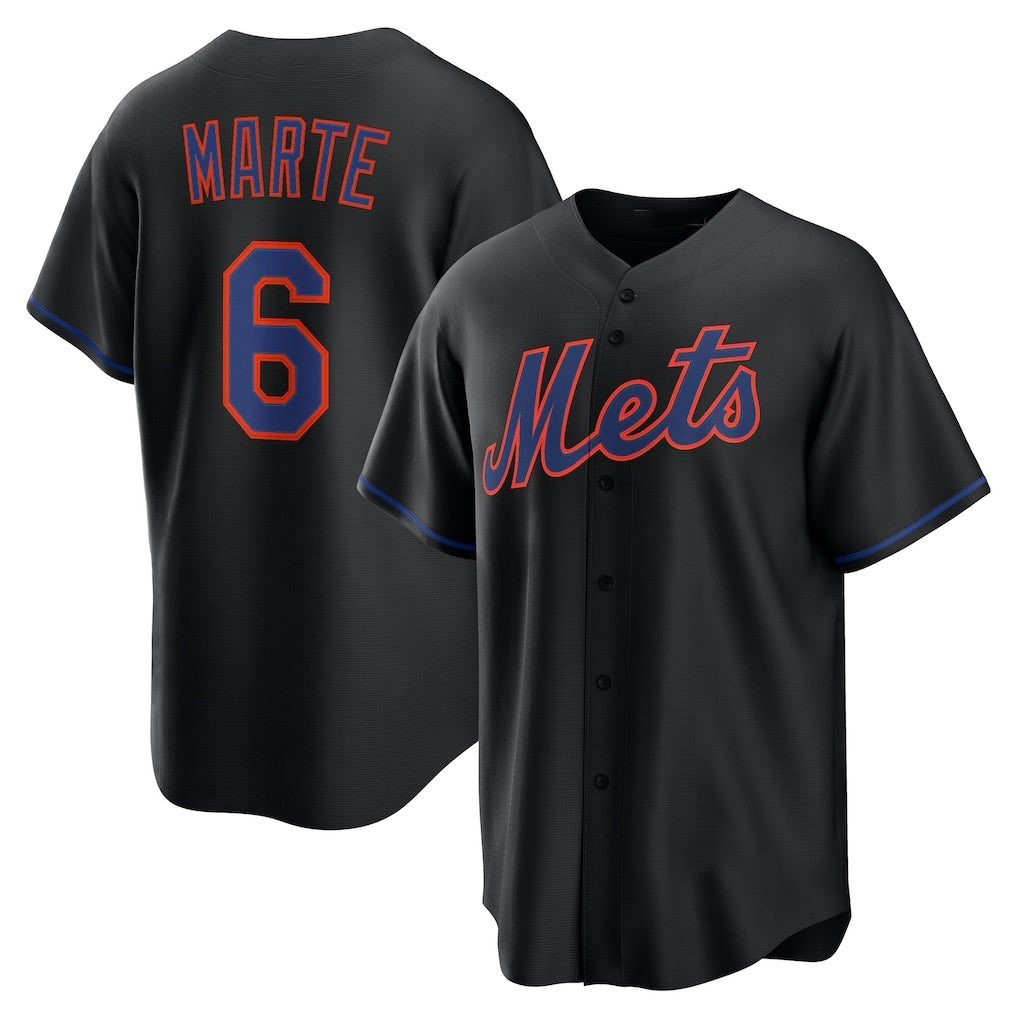 New York Mets #6 Starling Marte Black MWATKINS Alternate Replica Jersey