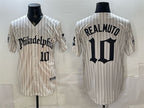 Philadelphia Phillies #10 J.T. Realmuto Cream MWATKINS Pinstripe Gothic Vapor Limited Stitched Jersey