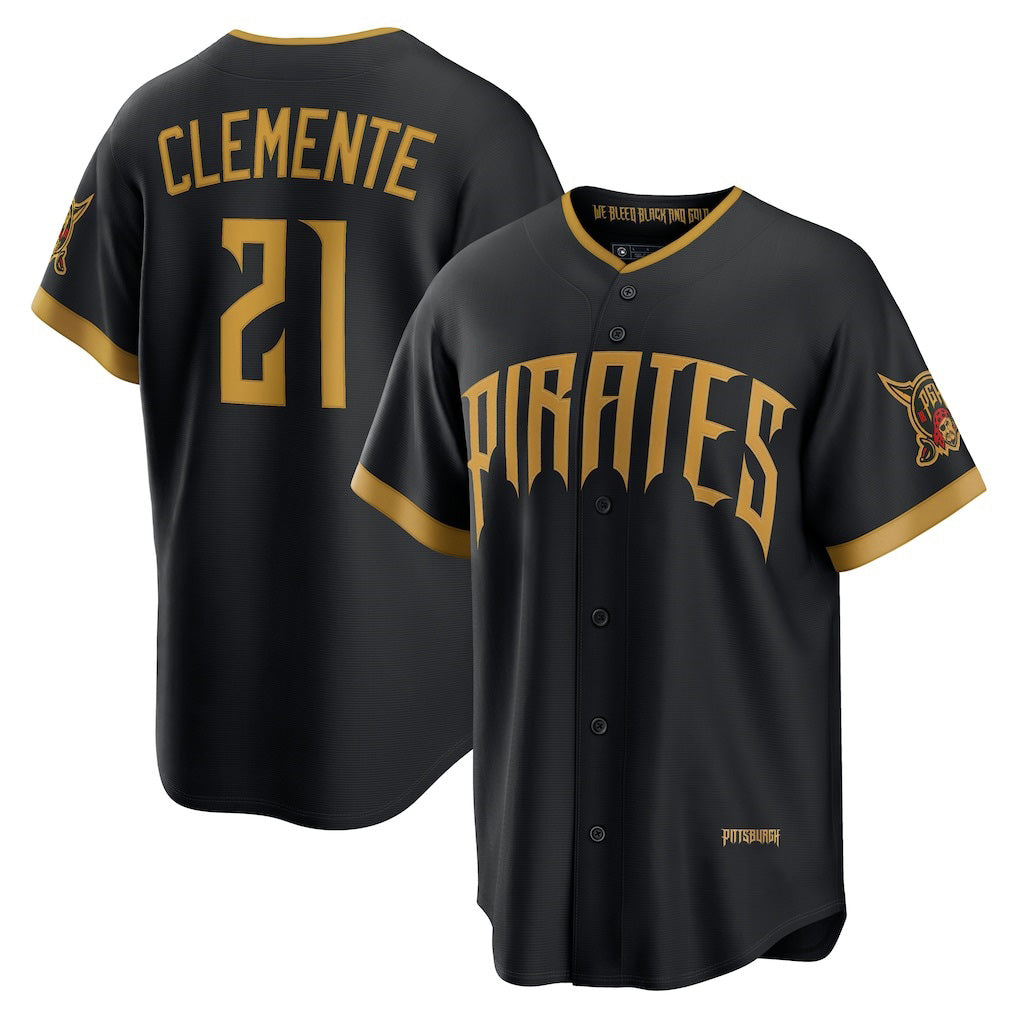 Pittsburgh Pirates #21 Roberto Clemente Black MWATKINS 2026 City Connect Stadium Jersey