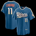 Milwaukee Brewers #11 Jackson Chourio Mineral Blue MWATKINS 2026 City Connect Stadium Jersey