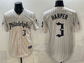 Philadelphia Phillies #3 Bryce Harper Cream MWATKINS Pinstripe Gothic Vapor Limited Stitched Jersey