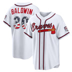 Atlanta Braves #30 Drake Baldwin USA 250 Fourth of July Home Stadium Jersey - White MWATKINS