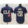 Cleveland Guardians #28 Tanner Bibee Number Navy MWATKINS 2024 City Connect Limited Stitched Jersey