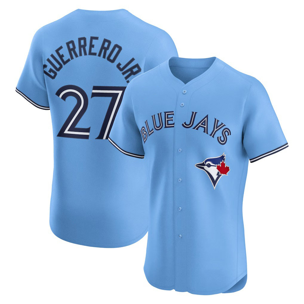 Toronto Blue Jays #27 Vladimir Guerrero Jr. Powder Blue MWATKINS Alternate 2 Elite Jersey