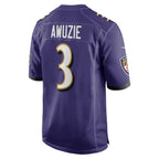 B.Ravens #3 Chidobe Awuzie Purple MWATKINS Team Game Jersey