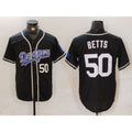 Los Angeles Dodgers #50 Mookie Betts Number Black MWATKINS White Cool Base Stitched Jerseys