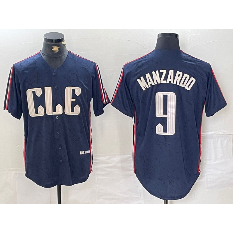 Cleveland Guardians #9 Kyle Manzardo Navy MWATKINS 2024 City Connect Limited Stitched Jersey