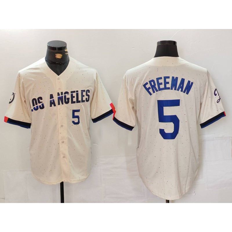 Los Angeles Dodgers #5 Freddie Freeman Number Cream MWATKINS 2024 City Connect Limited Stitched Jerseys
