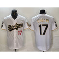 Los Angeles Dodgers #17 Shohei Ohtani Number White Gold MWATKINS Fashion Stitched Cool Base Limited Jerseys